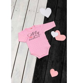 Rožinis smėlinukas ilgomis rankovėmis "Širdelė"