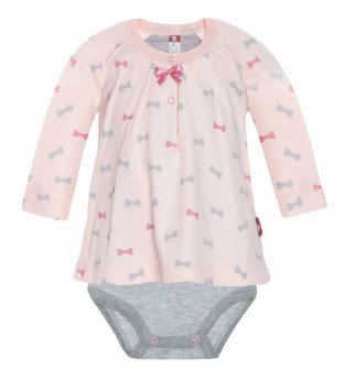 Rožinis smėlinukas ilgomis rankovėmis su kaspinėliais