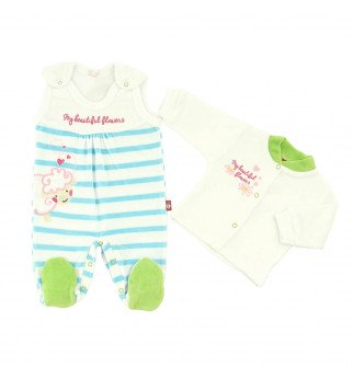 Veliūrinis marškinėlių ir šliaužtinukų rinkinukas "Avytė"