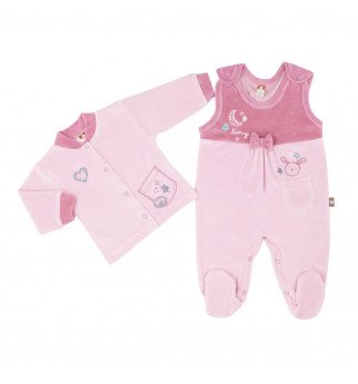 Veliūrinis marškinėlių ir šliaužtinukų rinkinukas "Kaspinėlis"