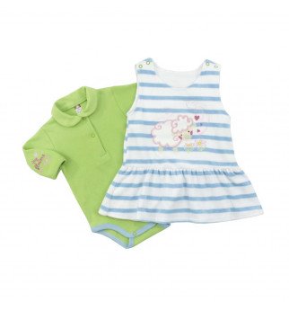 Veliūrinis suknėlės ir šliaužtinukų rinkinukas