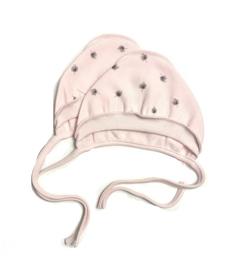 Vilaurita rožinė kepuraitė su raišteliais išvirkšiomis siūlėmis "Lizette"