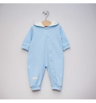 Vilaurita šviesiai melsvas kombinezonas su ausytėmis "Kiškis"