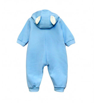 Vilaurita šviesiai melsvas kombinezonas su ausytėmis "Kiškis"