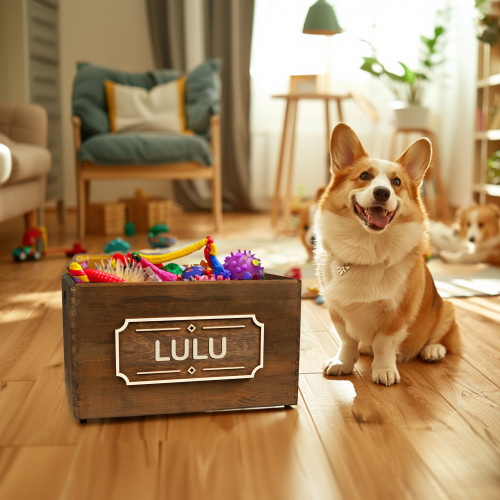 Wooden Dog Toy Box