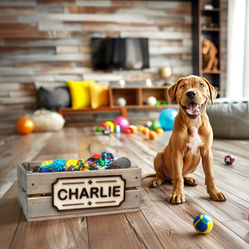 Wooden Dog Toy Box