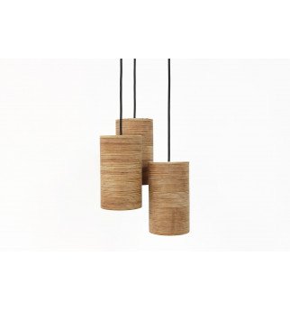 Medinių pakabinamų šviestuvų rinkinys 3 dalių