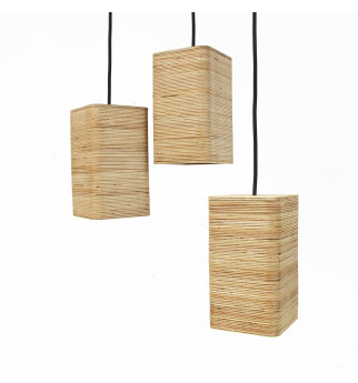 Medinių pakabinamų šviestuvų rinkinys iš 3 dalių