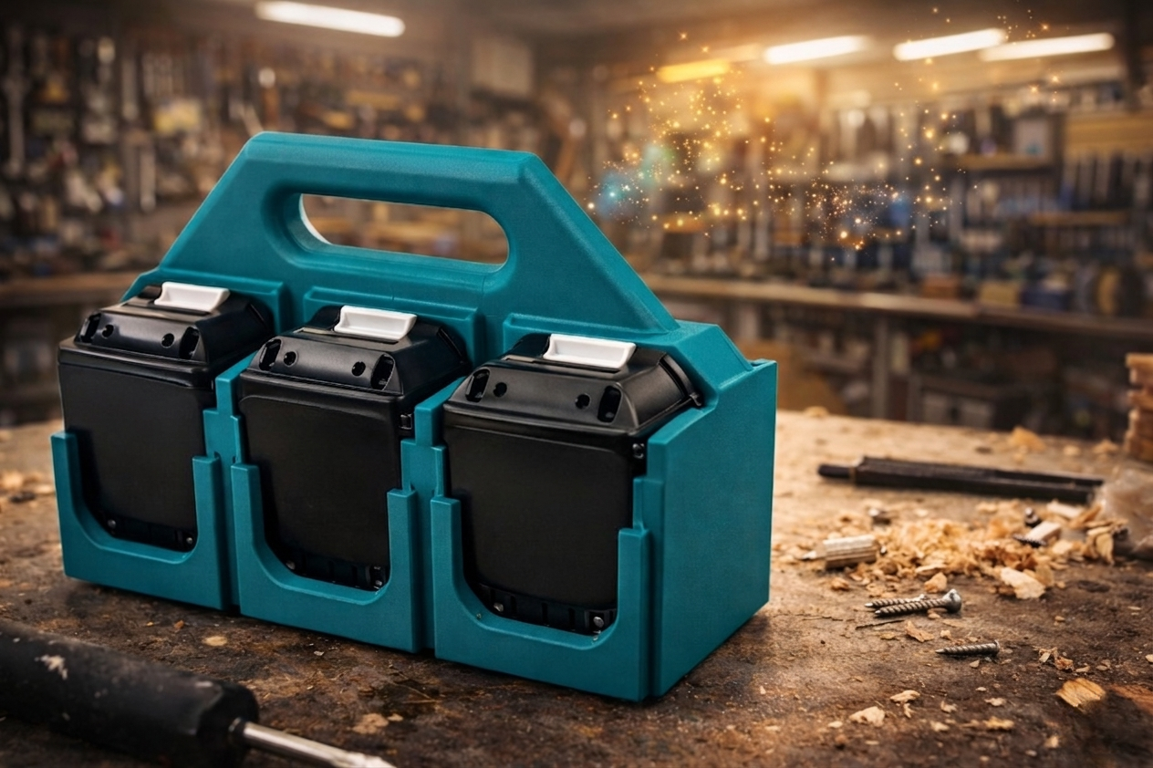 Makita 18V akumuliatorių laikiklis su rankena – 6 vietos