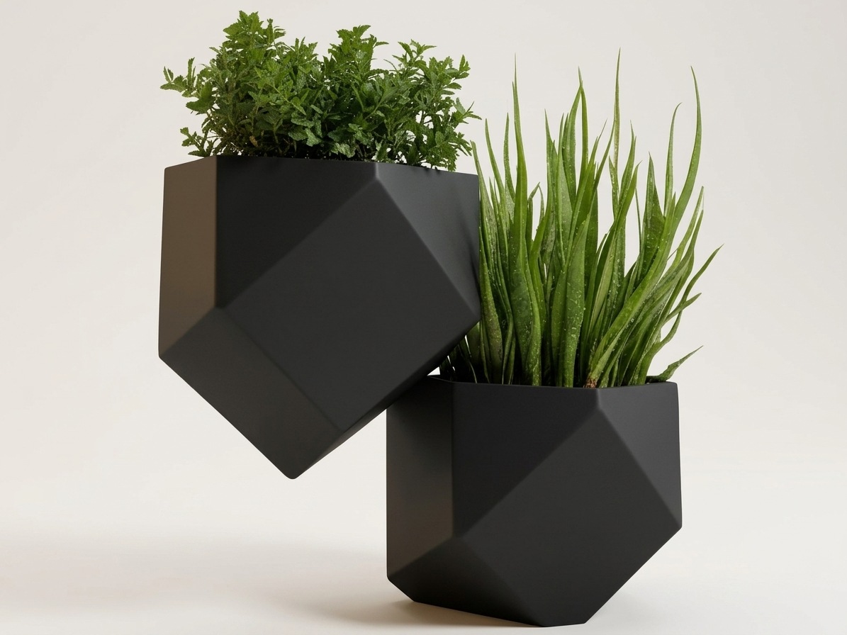 Modernus sieninis low poly gėlių vazonas