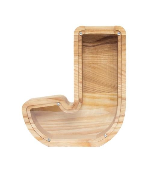Vidutinė medinė taupyklė raidė „J“ (26 cm)