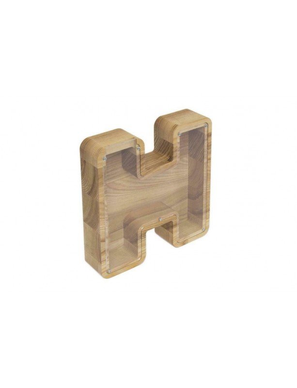 Didelė medinė taupyklė raidė „H“ (34 cm)