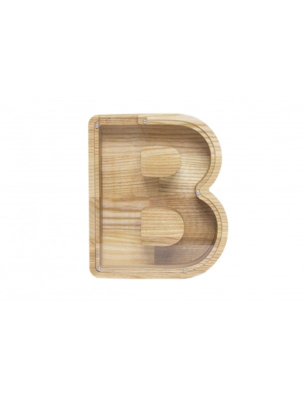 Didelė medinė taupyklė raidė „B“ (34 cm)