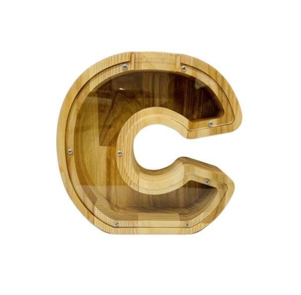 Didelė medinė taupyklė raidė „C“ (34 cm)