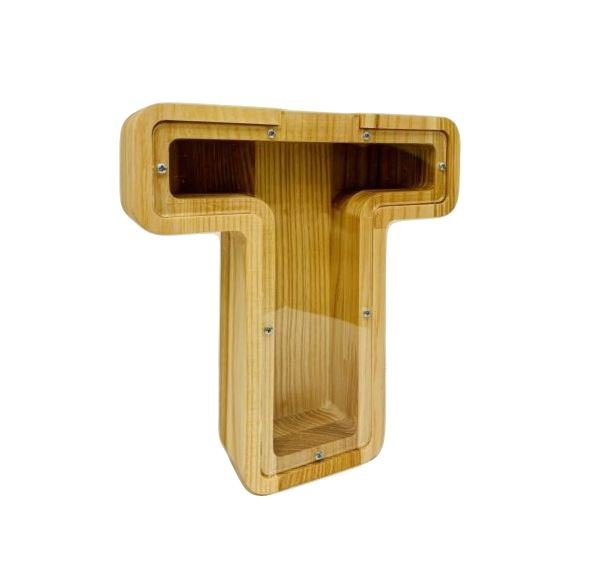 Vidutinė medinė taupyklė raidė „T“ (26 cm)