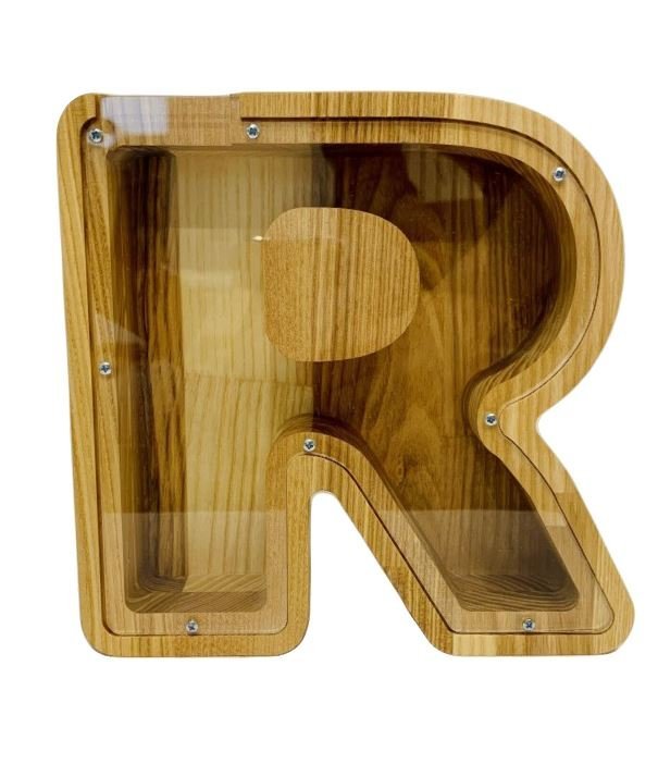 Vidutinė medinė taupyklė raidė „R“ (26 cm)